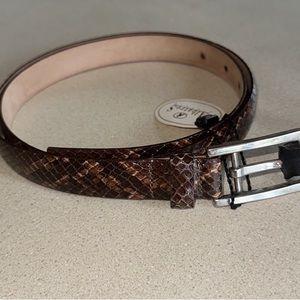 NWT ALBATROS XL Snake Embossed Leather Skinny Belt